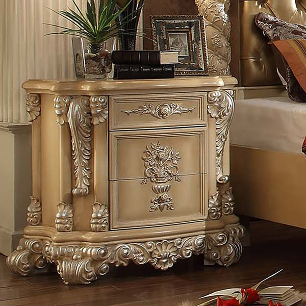 HD-7266 Bisque/Silver Highlighting Nightstand
