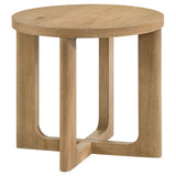 Kessler Light Oak Round Sculptural Wood End Table from Coaster - Luna Furniture