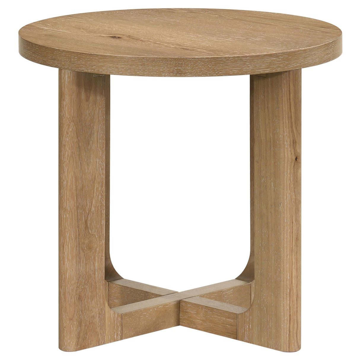 Kessler Light Oak Round Sculptural Wood End Table from Coaster - Luna Furniture