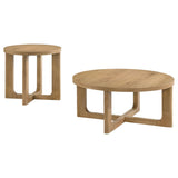 Kessler Light 2-piece round coffee table set, light oak finish, full product on white background