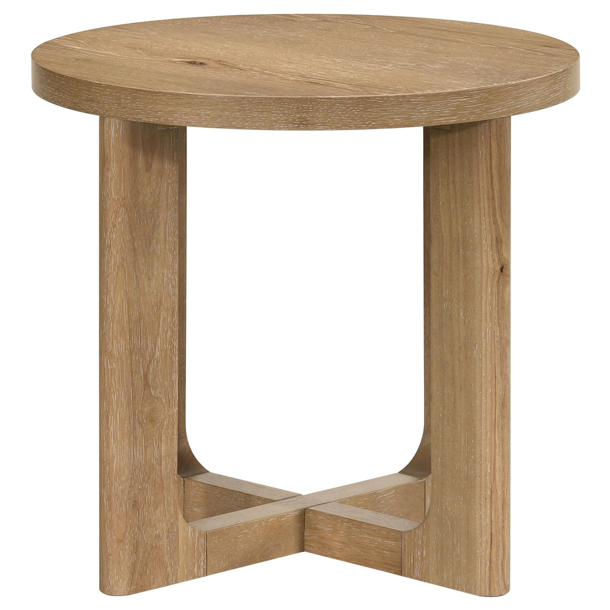 Kessler Light coffee table, sculptural open base, light oak finish, front view