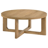 Kessler Light Oak Round Sculptural Wood Coffee Table from Coaster - Luna Furniture