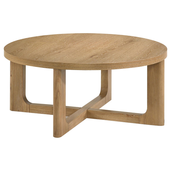 Kessler Light Oak Round Sculptural Wood Coffee Table