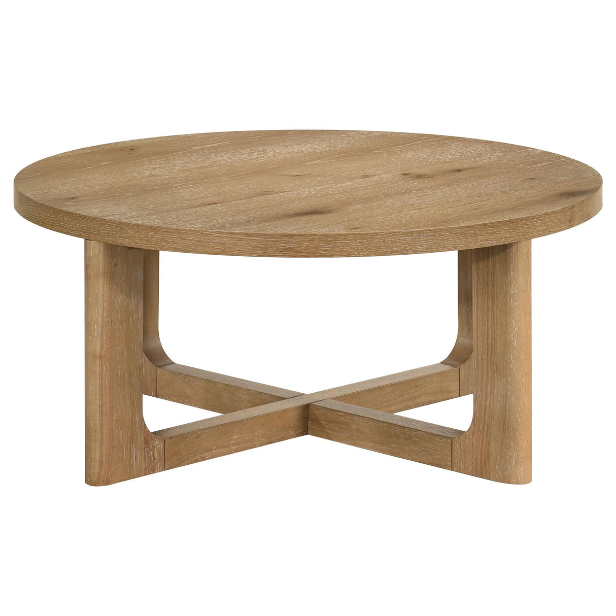 Kessler Light Oak Round Sculptural Wood Coffee Table from Coaster - Luna Furniture
