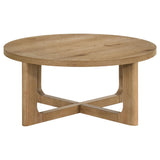 Kessler Light Oak Round Sculptural Wood Coffee Table from Coaster - Luna Furniture