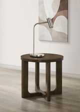 Kessler Brown Round Sculptural Wood End Table from Coaster - Luna Furniture