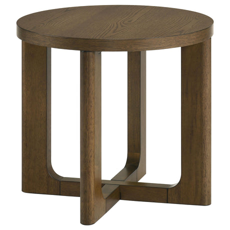 Kessler Brown Round Sculptural Wood End Table from Coaster - Luna Furniture