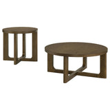 Kessler Brown 2-piece Round Sculptural Wood Coffee Table Set from Coaster - Luna Furniture