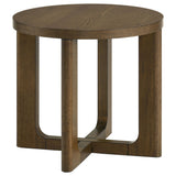 Kessler Brown 2-piece Round Sculptural Wood Coffee Table Set from Coaster - Luna Furniture