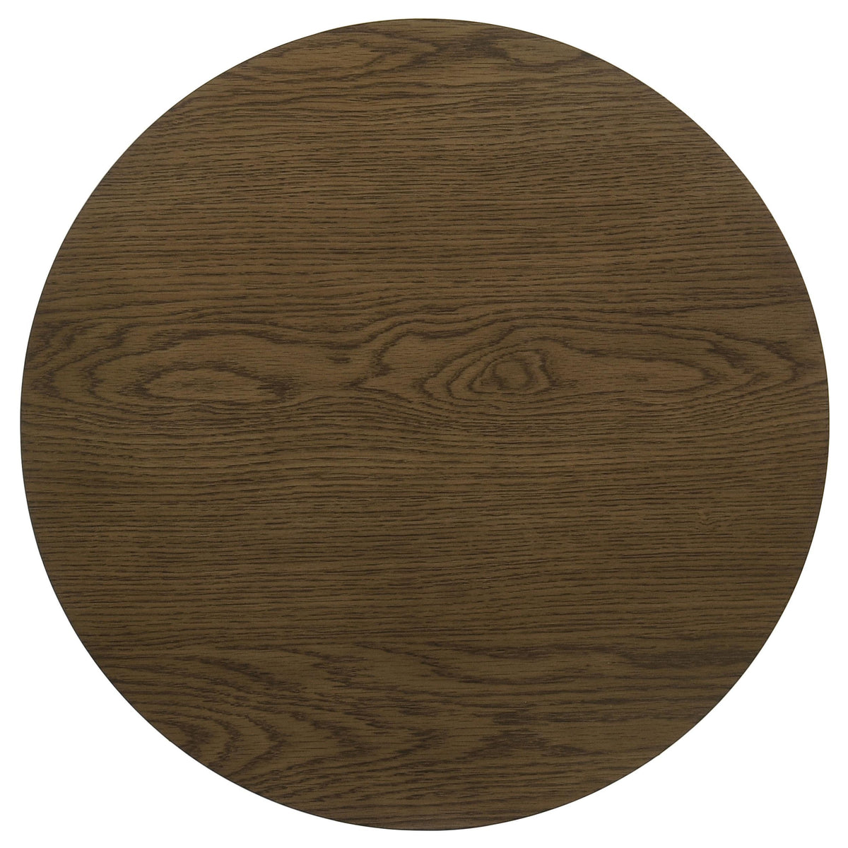 Kessler Brown round accent table, round wood top, top view