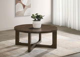 Kessler Brown Round Sculptural Wood Coffee Table from Coaster - Luna Furniture