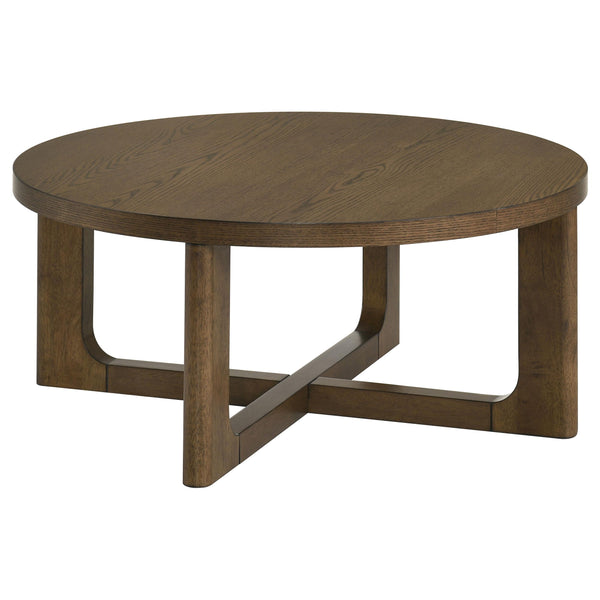 Kessler Brown Round Sculptural Wood Coffee Table