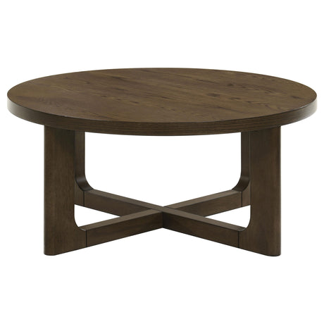 Kessler Brown Round Sculptural Wood Coffee Table from Coaster - Luna Furniture