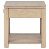 Marcelo Light Elm Wood End Table with Drawer and Shelf from Coaster - Luna Furniture