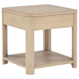 Marcelo Light Elm Wood End Table with Drawer and Shelf from Coaster - Luna Furniture