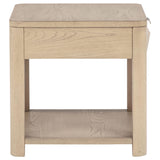 Marcelo Light Elm Wood End Table with Drawer and Shelf from Coaster - Luna Furniture