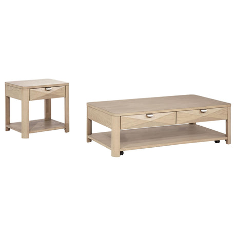 Marcelo Light Elm 2-Piece Coffee Table Set with Storage from Coaster - Luna Furniture