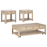 Marcelo Light Elm 3-Piece Coffee Table Set with Storage from Coaster - Luna Furniture