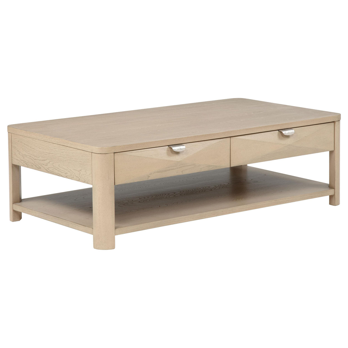 Marcelo Light Elm Wood Coffee Table with 2 Drawers and Shelf from Coaster - Luna Furniture
