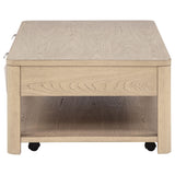 Marcelo Light Elm Wood Coffee Table with 2 Drawers and Shelf from Coaster - Luna Furniture