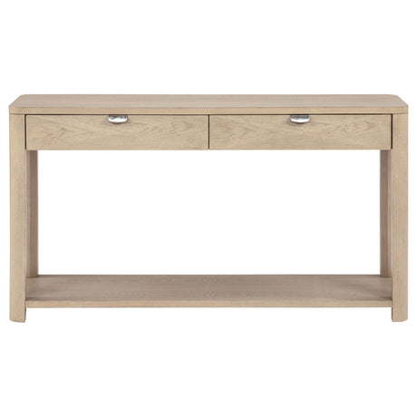 Marcelo Light Elm Sofa Console Table with 2 Drawers and Shelf from Coaster - Luna Furniture