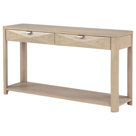 Marcelo Light Elm Sofa Console Table with 2 Drawers and Shelf from Coaster - Luna Furniture
