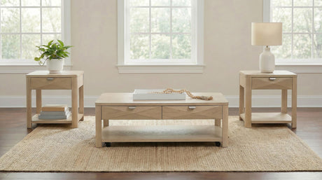Marcelo Light Elm Sofa Console Table with 2 Drawers and Shelf from Coaster - Luna Furniture