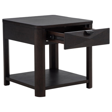 Marcelo Coffee Wood End Table with Drawer and Shelf from Coaster - Luna Furniture