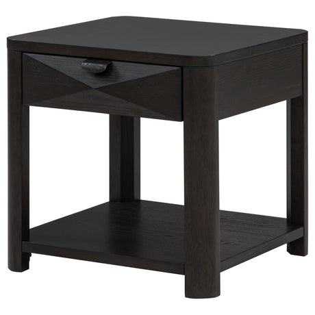 Marcelo Coffee Wood End Table with Drawer and Shelf from Coaster - Luna Furniture
