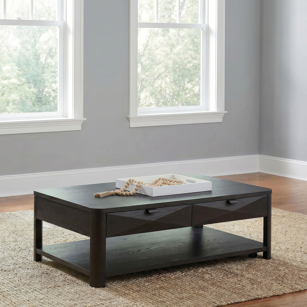 Marcelo Coffee Wood Coffee Table with 2 Drawers and Shelf from Coaster - Luna Furniture