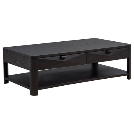 Marcelo Coffee Wood Coffee Table with 2 Drawers and Shelf from Coaster - Luna Furniture