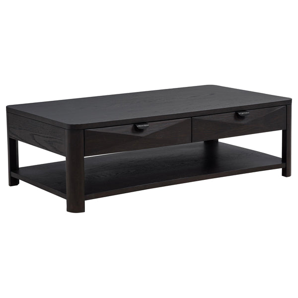 Marcelo Coffee Wood Coffee Table with 2 Drawers and Shelf