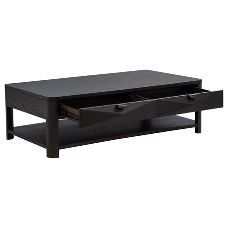 Marcelo Coffee Wood Coffee Table with 2 Drawers and Shelf from Coaster - Luna Furniture