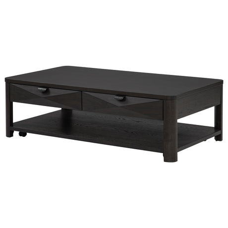 Marcelo Coffee Wood Coffee Table with 2 Drawers and Shelf from Coaster - Luna Furniture