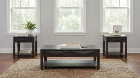 Marcelo Coffee Wood Coffee Table with 2 Drawers and Shelf from Coaster - Luna Furniture
