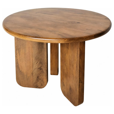 Dale Honey Mango Round Sculptural Wood End Table from Coaster - Luna Furniture