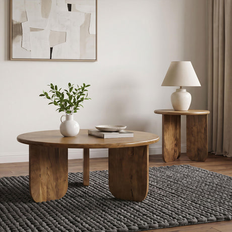 Dale Honey Mango 2-Piece Round Mango Wood Coffee and End Table Set from Coaster - Luna Furniture