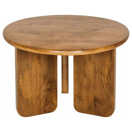 Dale Honey Mango 3-Piece Round Mango Wood Coffee and End Table Set from Coaster - Luna Furniture