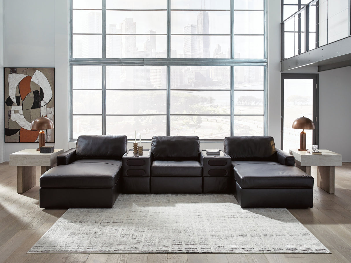 ModMax II Black 5-Piece Double Chaise Sectional with Audio Consoles from Ashley - Luna Furniture