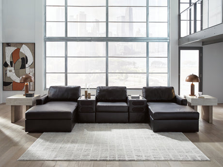 ModMax II Black 5-Piece Double Chaise Sectional with Audio Consoles from Ashley - Luna Furniture
