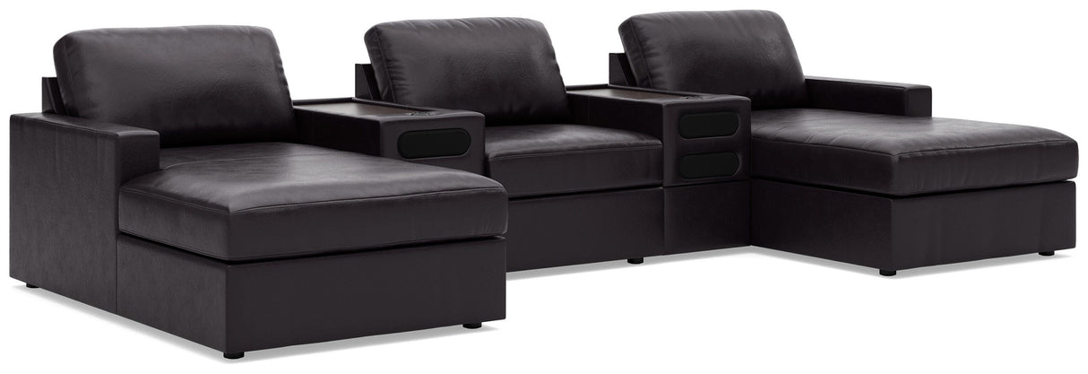 ModMax II Black 5-Piece Double Chaise Sectional with Audio Consoles from Ashley - Luna Furniture