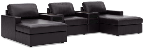 ModMax II Black 5-Piece Double Chaise Sectional with Audio Consoles from Ashley - Luna Furniture