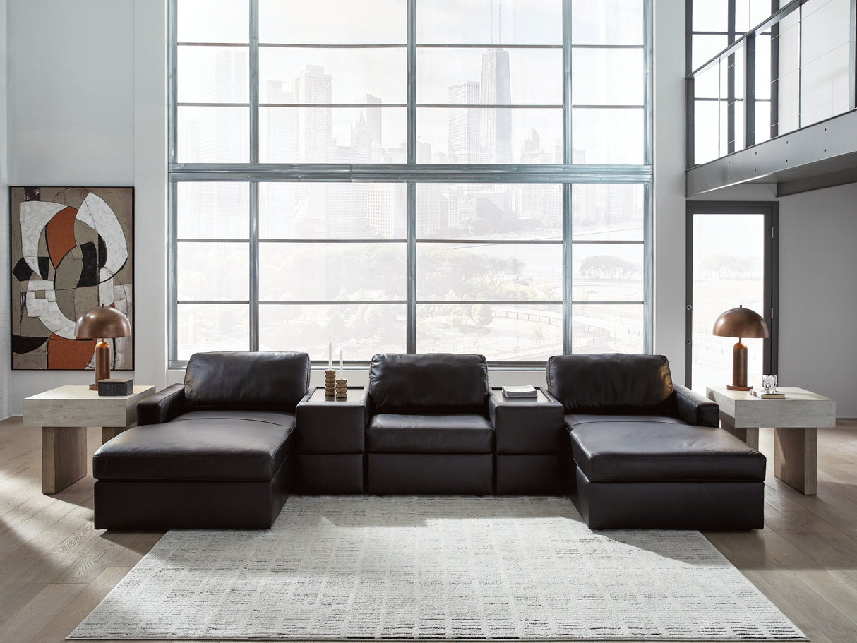 ModMax II Black 5-Piece Double Chaise Sectional with Storage Consoles from Ashley - Luna Furniture