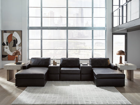 ModMax II Black 5-Piece Double Chaise Sectional with Storage Consoles from Ashley - Luna Furniture