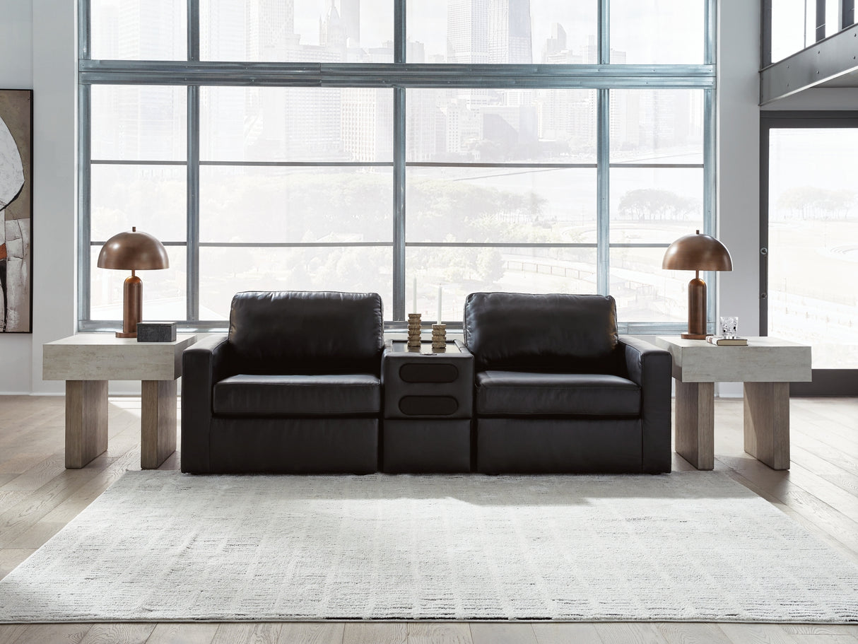 ModMax II Black 3-Piece Sectional Loveseat with Audio Console from Ashley - Luna Furniture