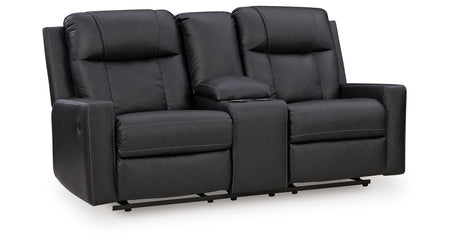 Mackmenville Carbon Reclining Loveseat with Console from Ashley Furniture - Luna Furniture