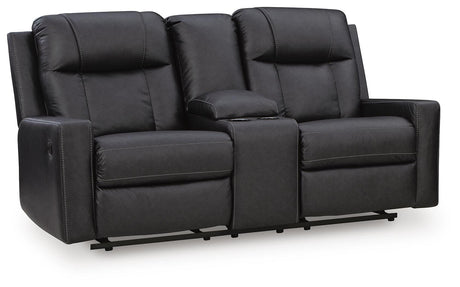 Mackmenville Carbon Reclining Loveseat with Console from Ashley Furniture - Luna Furniture