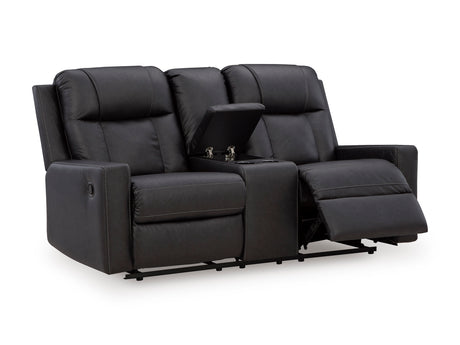 Mackmenville Carbon Reclining Loveseat with Console from Ashley - Luna Furniture