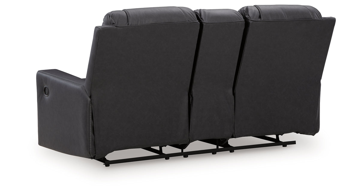 Mackmenville Carbon Reclining Loveseat with Console from Ashley Furniture - Luna Furniture