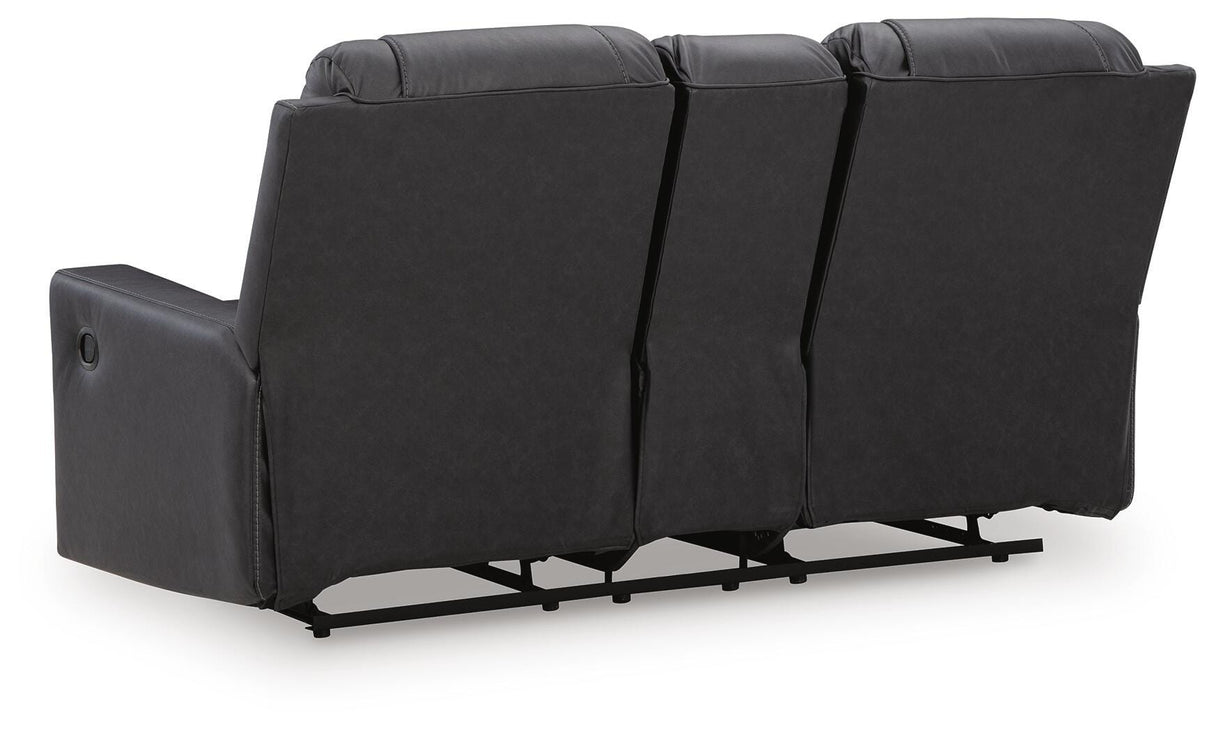 Mackmenville Carbon Reclining Loveseat with Console from Ashley Furniture - Luna Furniture